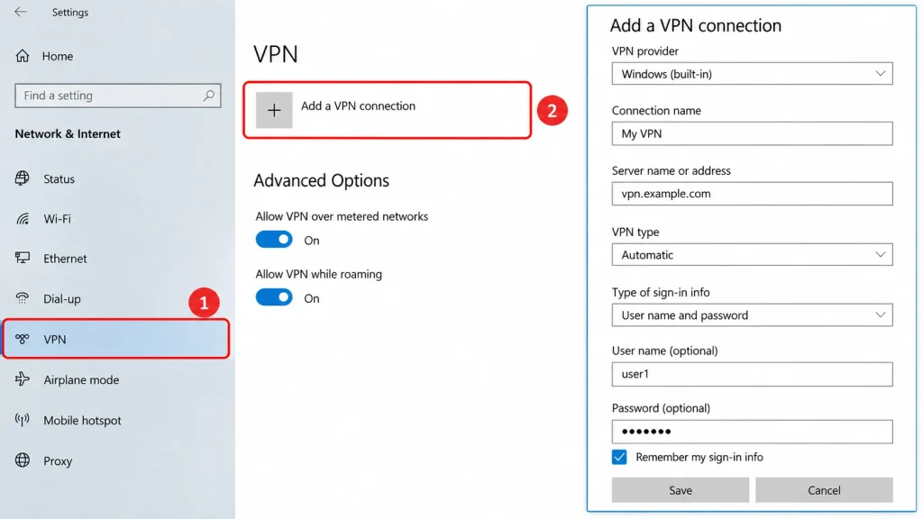 مسیر ساخت VPN در ویندوز ۱۱