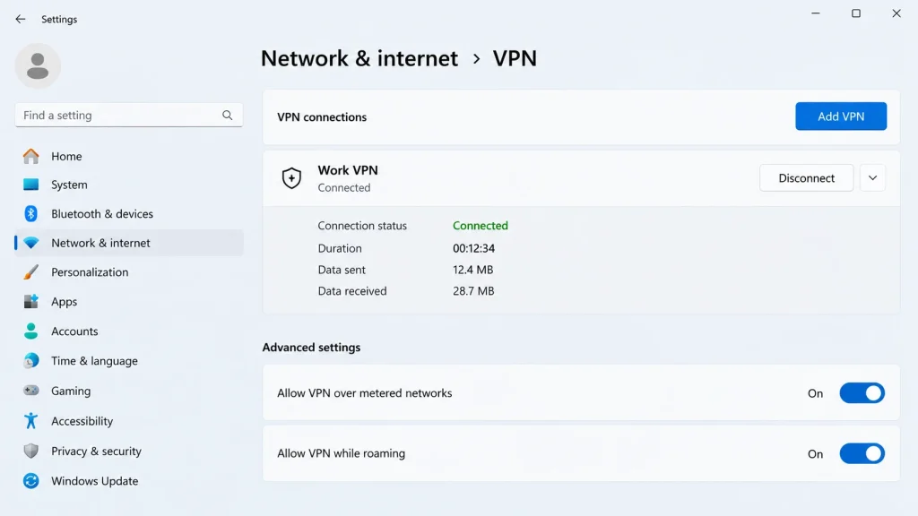 مسیر ساخت VPN در ویندوز ۱۰