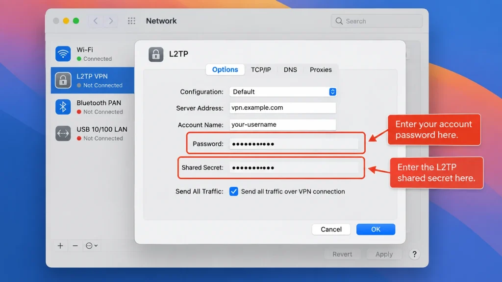 تنظیم Authentication Settings در مک